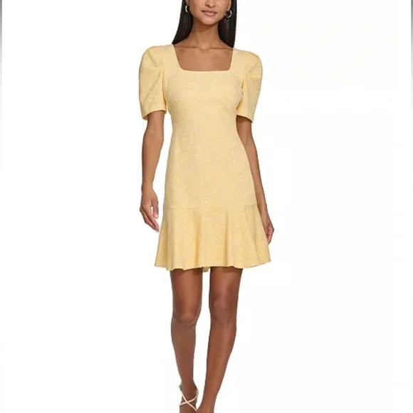 Karl Lagerfeld Yellow Puff Sleeve Mini Dress - Picture 3 of 11